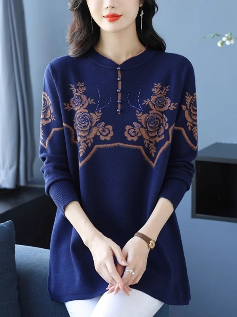 

Свитер женский, весенне-осенне-зимний, ретро, ленивый, свободный, среднего и длинного, вязаный верх, нижняя рубашка, пуловер W1562