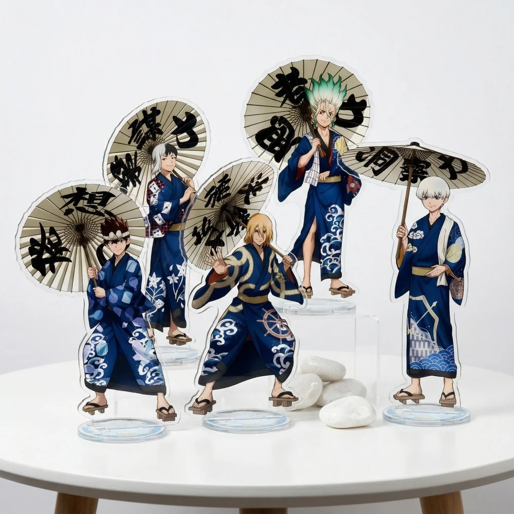 HD Clear Dr. STONE Acrylic Standee Keychain 15cm Five Wise Generals Senku Gen Ryusui Ukyo Chrome Anime Figure Tabletop Ornament