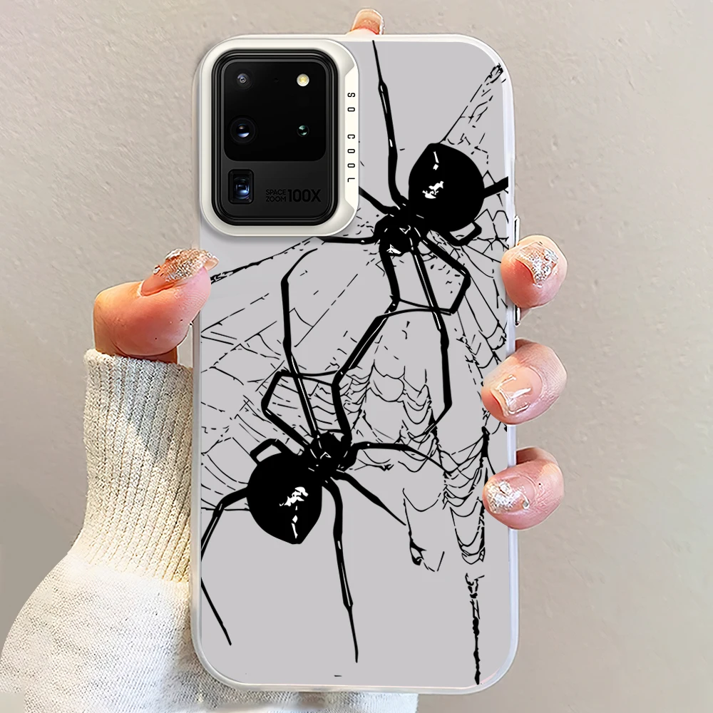 Cool Luxury Spider Art Laser Phone Case for Samsung S24 23 22 ULTRA A25 33 32 34 S PLUS IMD Shockproof Silicone Coque