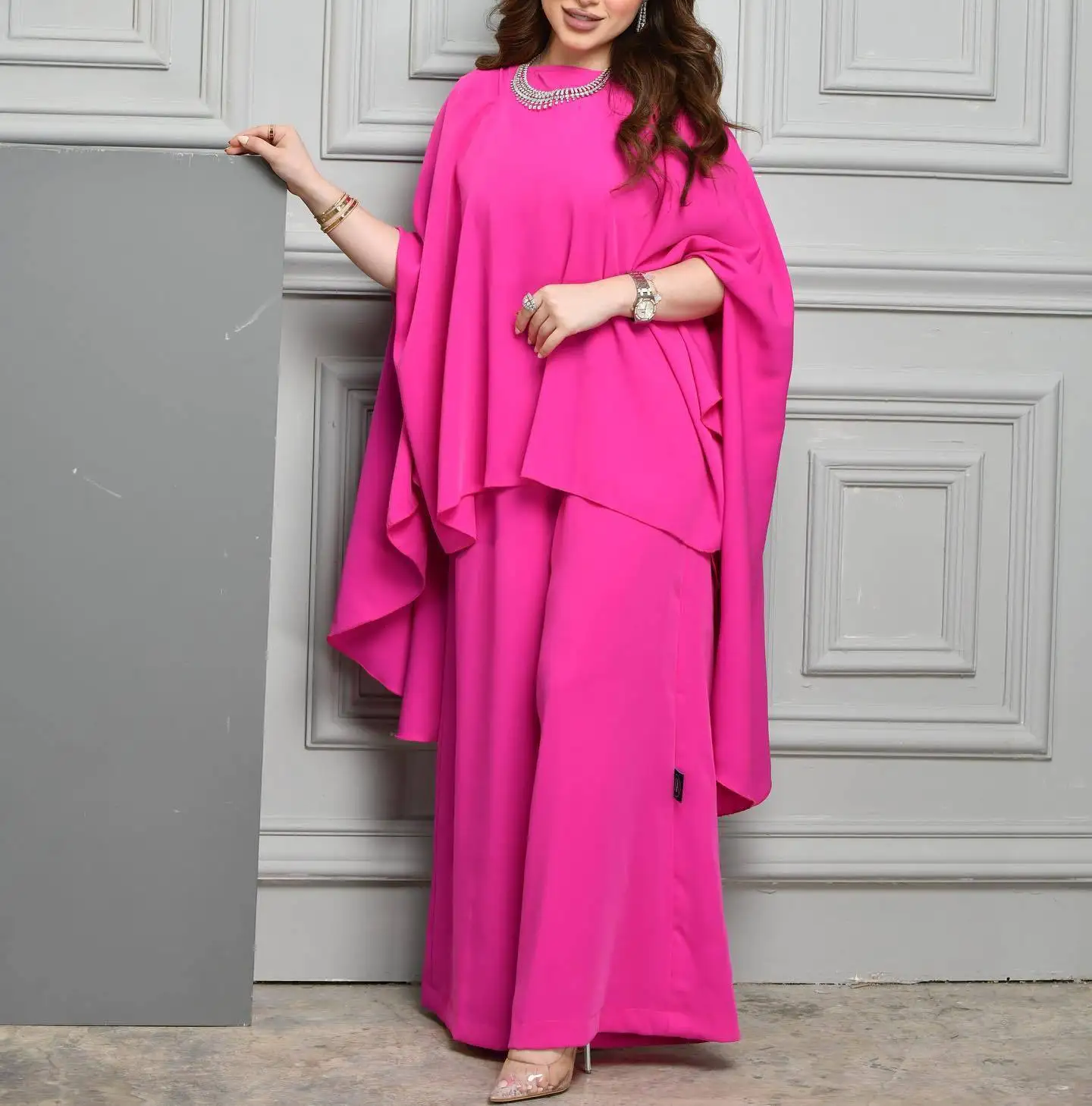

2025 Autumn And Winter New Fashion Women's Temperament Middle Eastern Temperament Loose Sexy Robe Trousers Dress Two-piece Set