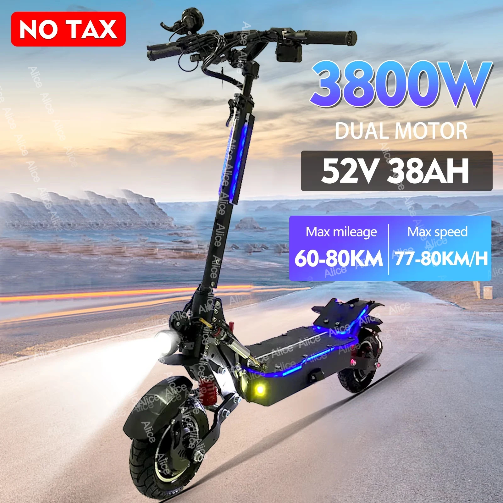 EU 2024 Fast S10 Electric Scooters 3800W 52V 38AH Powerful Off Road EScooter For Adults max speed 80KM/H Max Mileage 80km