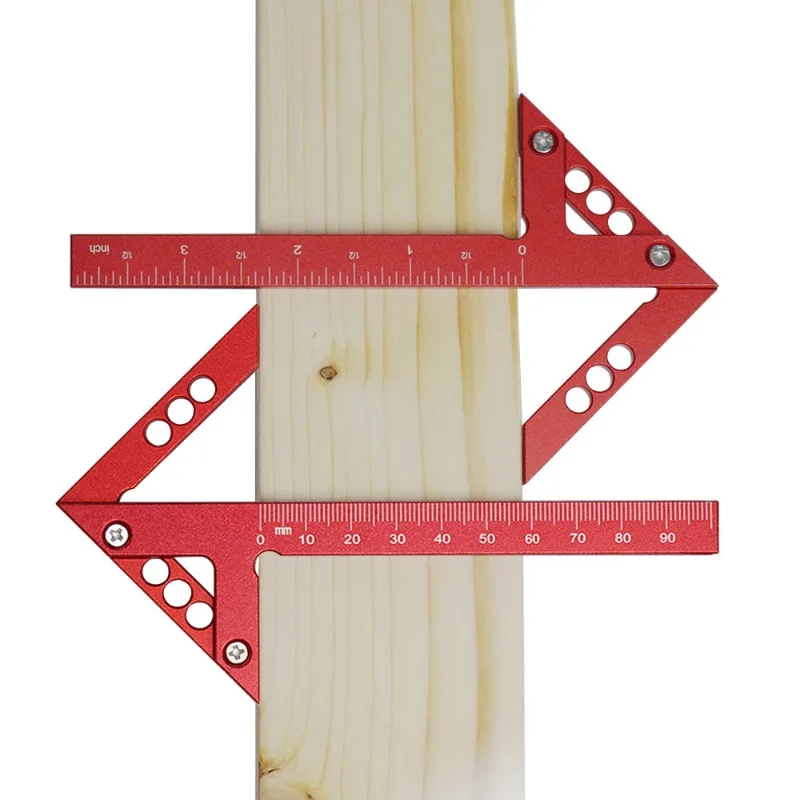 45/90 درجة مركز مكتشف النجارة مربع الزاوية اليمنى خط قياس الألومنيوم الكاتب نجار حاكم أداة قياس الخشب #2