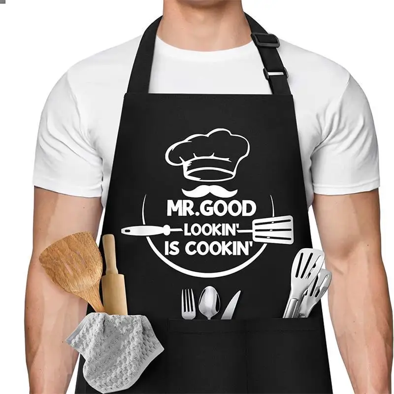 Hot Funny Alphabet Logo House Printing Kitchen Restaurant Cooking Chef\'s BBQ Man Woman Adjustable Neck Hanger Cleaning Apron