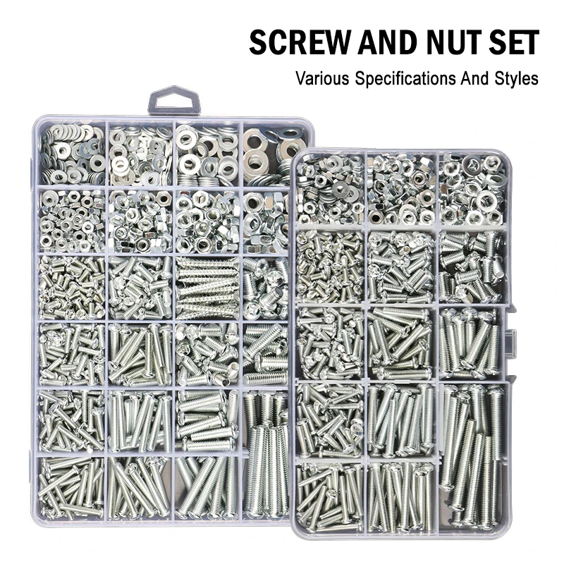 

Nut Bolt Kit M3 M4 M5 M6 304 Stainless Carbon SteelSmall Cross Phillips Pan Round Head Self-tapping Wood Screw Set Gasket Washer