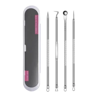 4Pcs Blackhead Remover Tool Set Ultra Fine Pore Extractor Needles Facial Acne Blemish Whiteheads Cleansing Beauty Kit