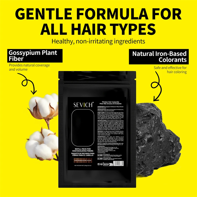 100g Haarbaufasern Keratin Haarfasern Pulver Instant Haarfaserspray Nachfüllbeutel Glatze Verlängerung Pflege Verdickungsprodukt