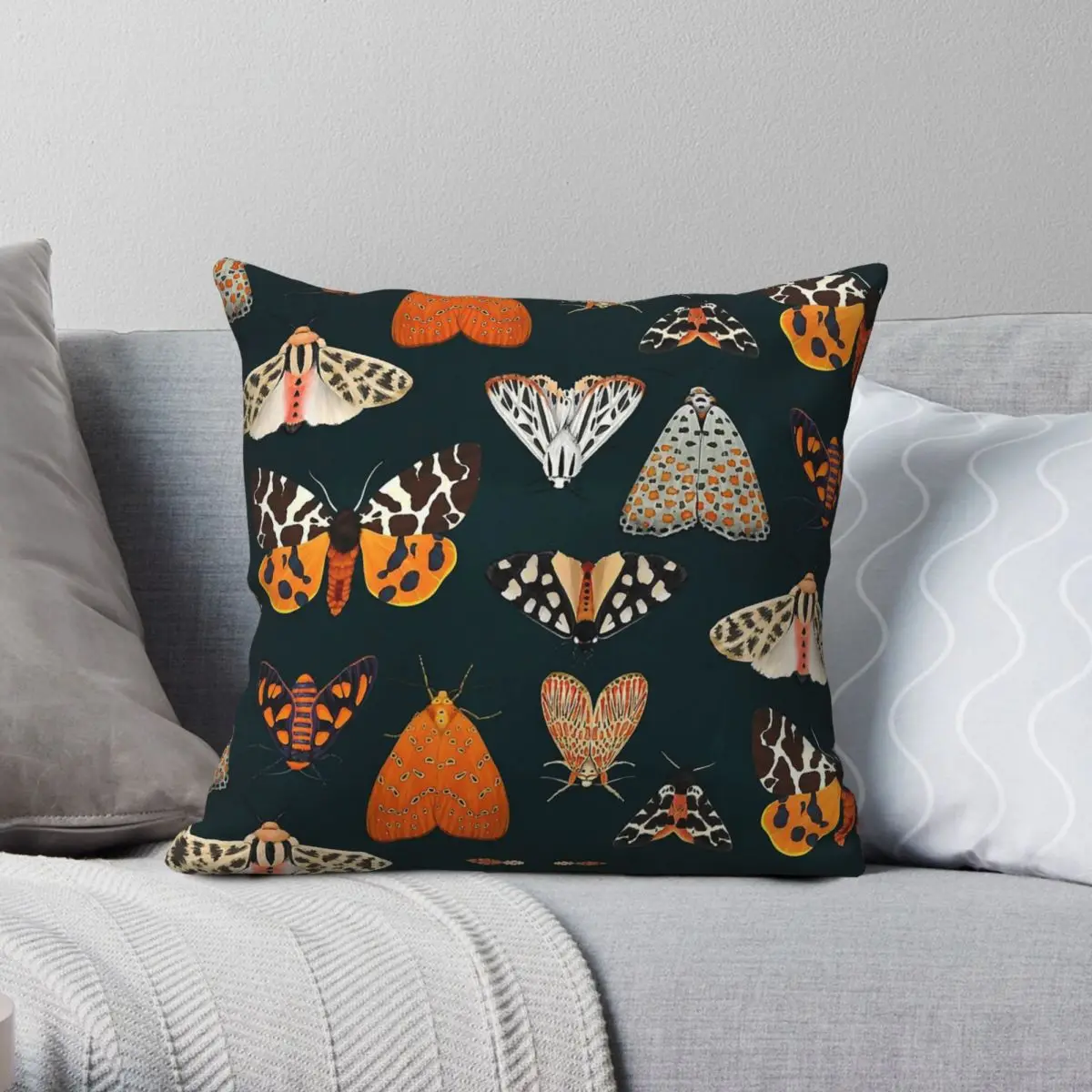 Tiger Moths Insert Square Pillowcase Polyester Linen Velvet Printed Zip Decor Throw Pillow Case Car Cushion Cover