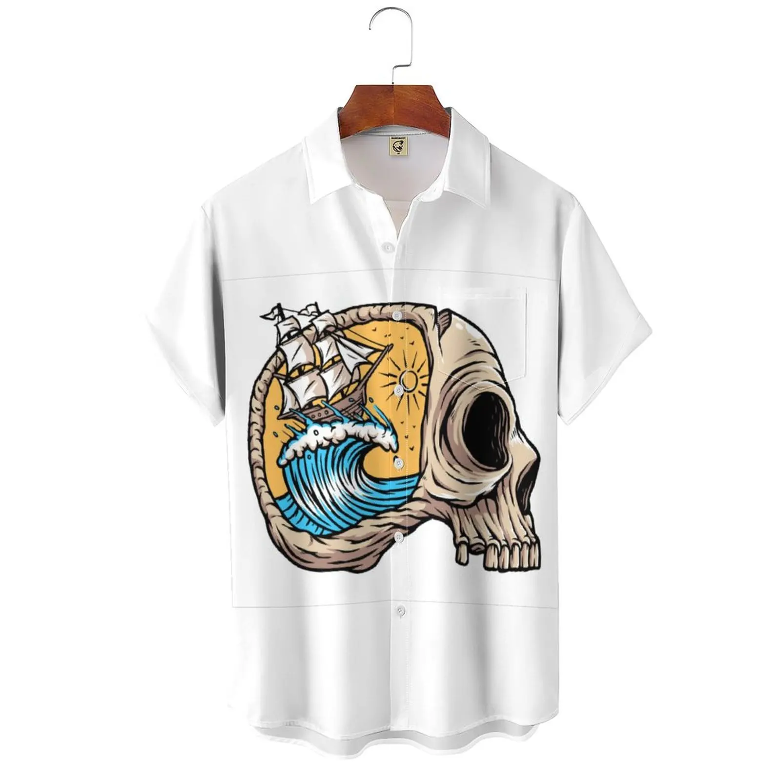 Men's Hawaiian Shirts 3D Printed Short Sleeves casual Lapel Beach Style Tops Top Retro Waves Imported-clothing Fashion