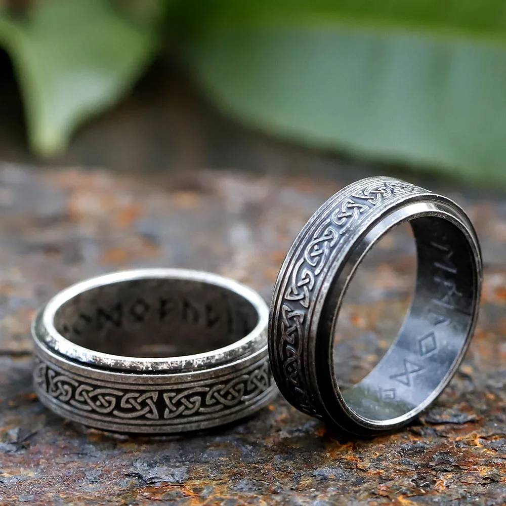 2023 Punk Vintage Odin Norse Viking Amulet Rune Rings For Men Fashion Silver Color Stainless Steel Words Ring Wedding Jewelry