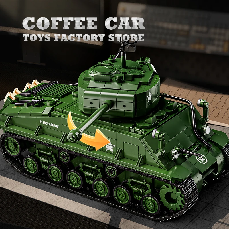 Blocs de construction de char M4 de l'armée américaine de la seconde guerre mondiale, jouets de collection, briques M26 Panzer MOC, Kits de modèles militaires, cadeaux d'anniversaire pour enfants et adultes