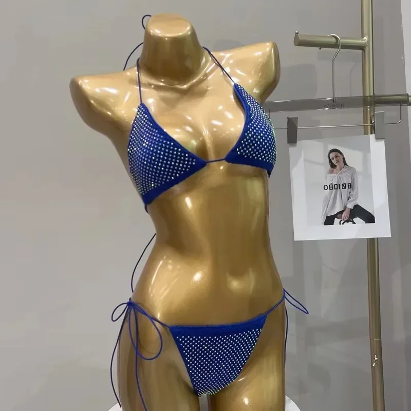 

Rhinestone Bikini European and American Super Sexy Pellets Hot Diamonds and Chest Triangle Flash Diamond Bikini Women's Style