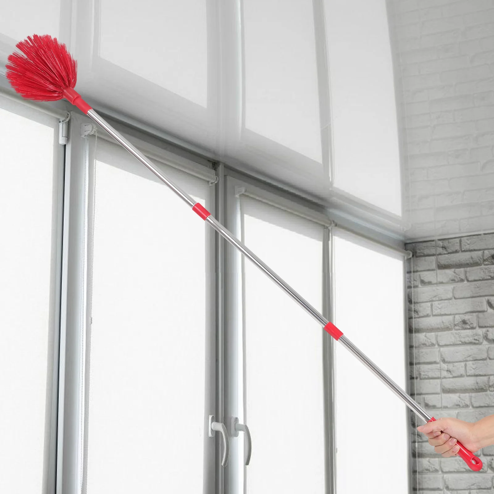 

Remover Brush Long Bristle Ceiling Fan Duster Red Extension Cleaning Tools Cobweb Roof Walls Garages Stiff Bristle