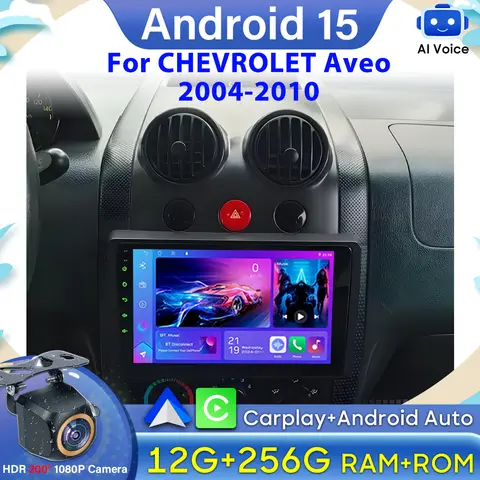 Android 15 Carplay For CHEVROLET Aveo 2004-2010 GPS Navigation Car Radio No 2din Screen DVD Car Monitor 2k GPS 5G Wifi Stereo BT