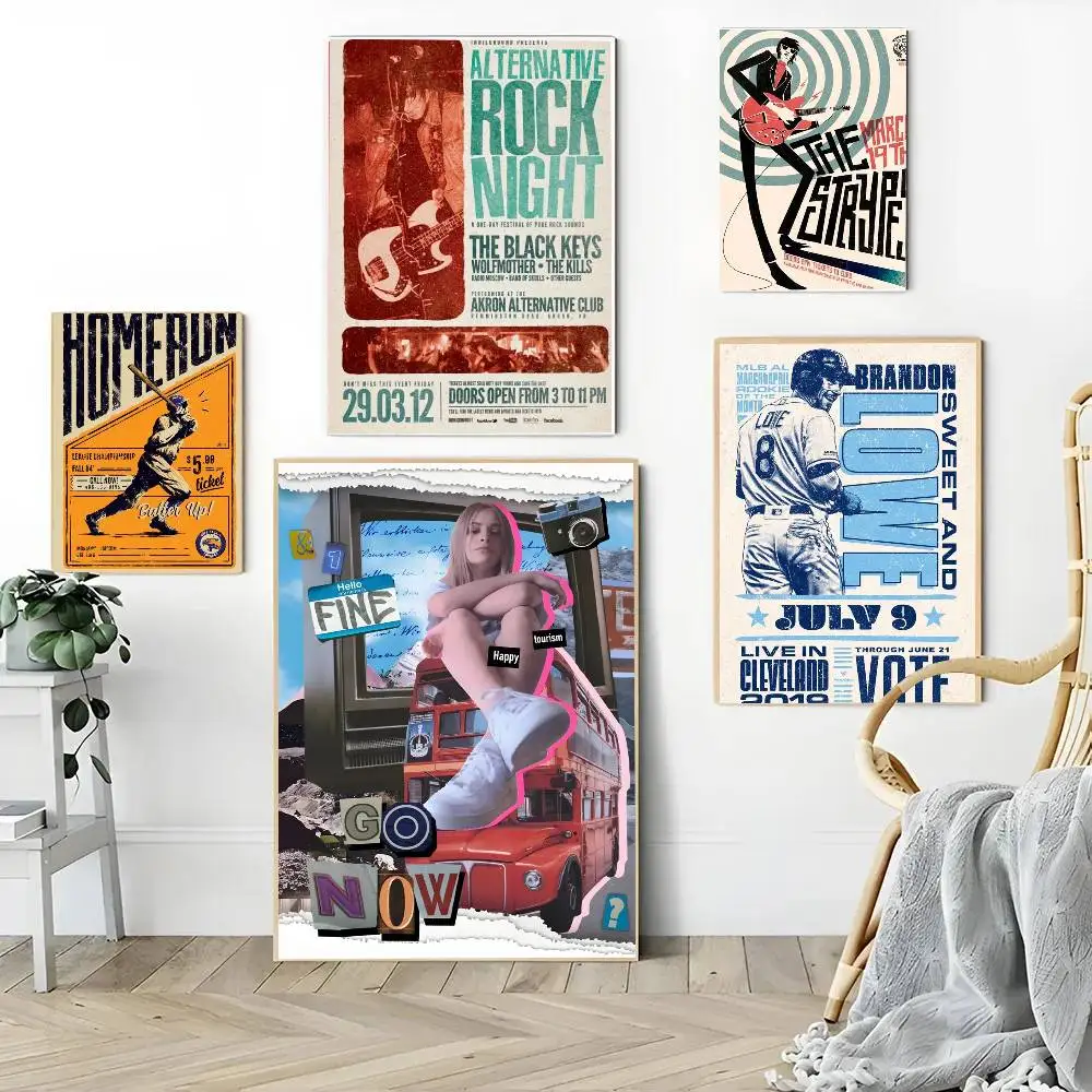 1PC Classic retro movie collage pictorial style poster Self-adhesive Art Waterproof Paper Sticker Coffee House  Room Wall Decor