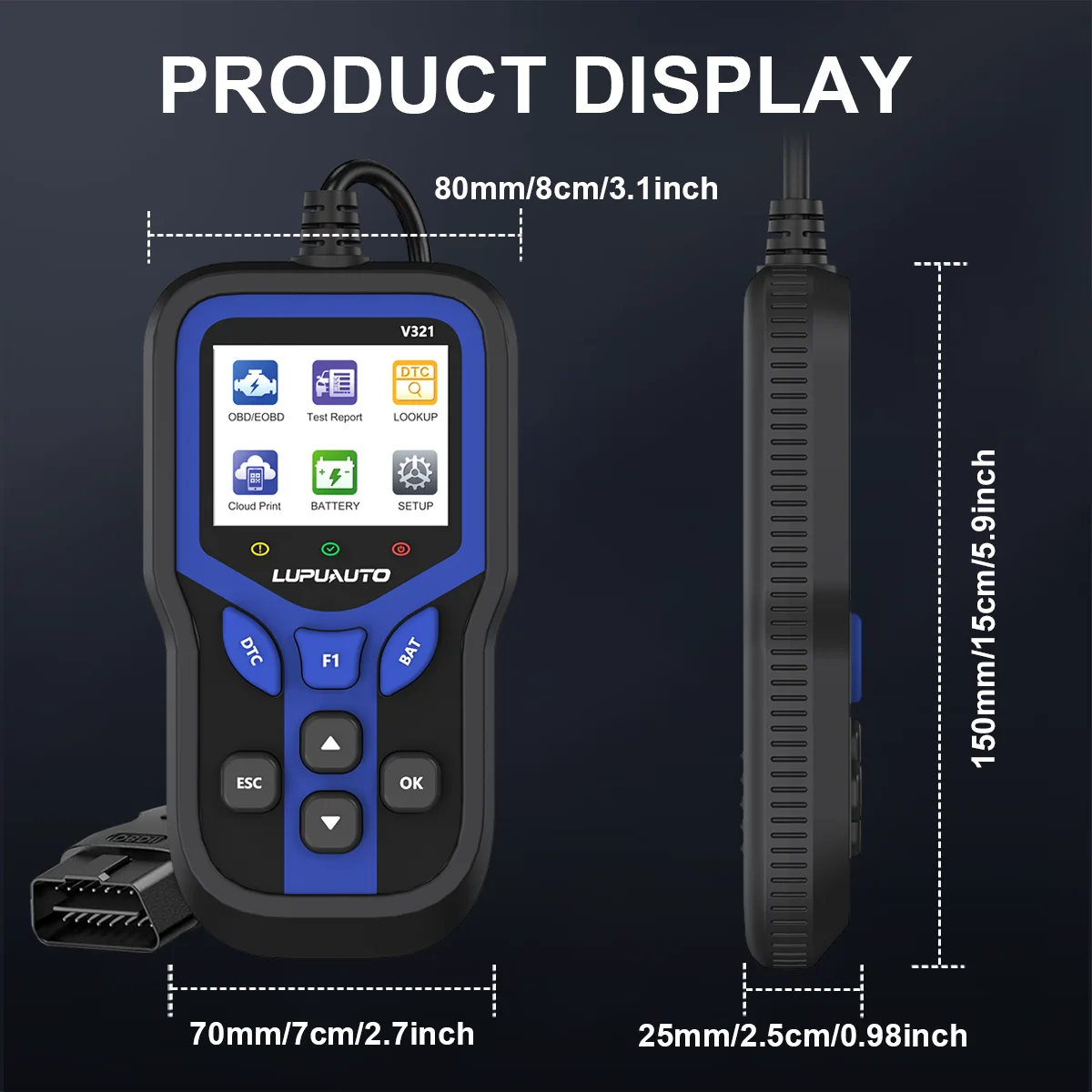 V321 obd2 يده رمز القارئ obd خطأ سيارة أداة تشخيص البطارية الصحة تستر محرك خطأ رمز الماسح الضوئي
