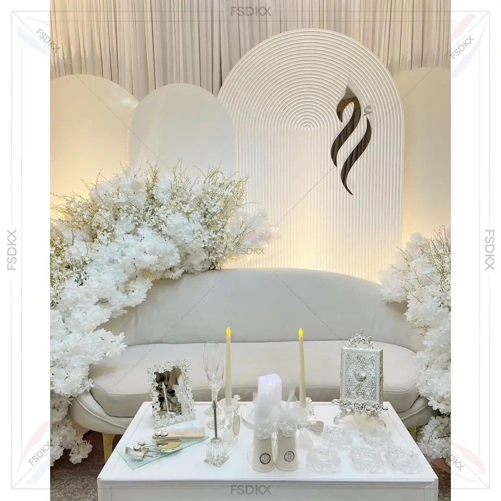 

Wholesale Factory Price Wedding Backdrop Arch White PVC Acrylic Arch Ripple Backdrop Panels 3D Arch Wall for Events