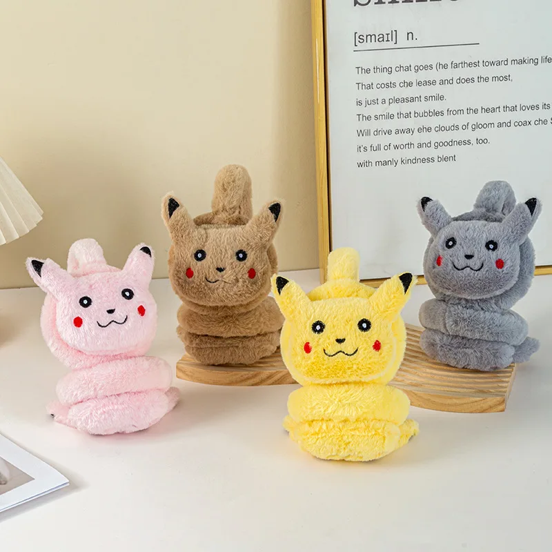 Kawaii Pokemon Soft Plush Warmer Earmuff Cute Anime Pikachu Earflap Winter Outdoor Cold Protection Ear-Muffs Ear Cover Gifts