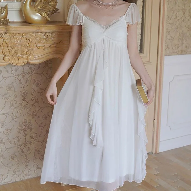 Cotton Gauze Long Sleeved Pajamas for Women Spring Autumn Retro Lazy Style Princess Wide Leg Pants Home Suit