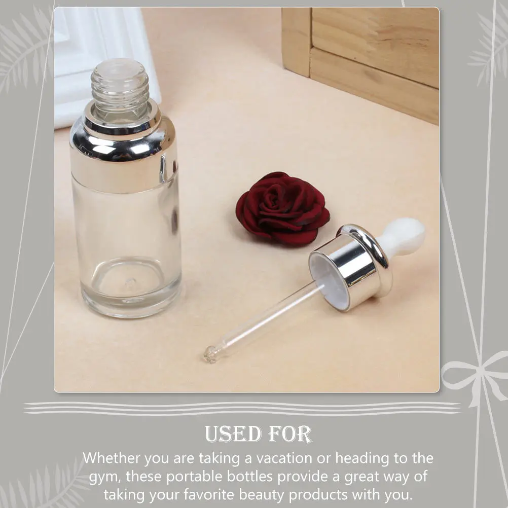 Bottiglie contagocce in vetro da 5 pezzi Bottiglie secondarie vuote per olio essenziale di profumo Contenitore per liquidi da viaggio portatile a tenuta stagna