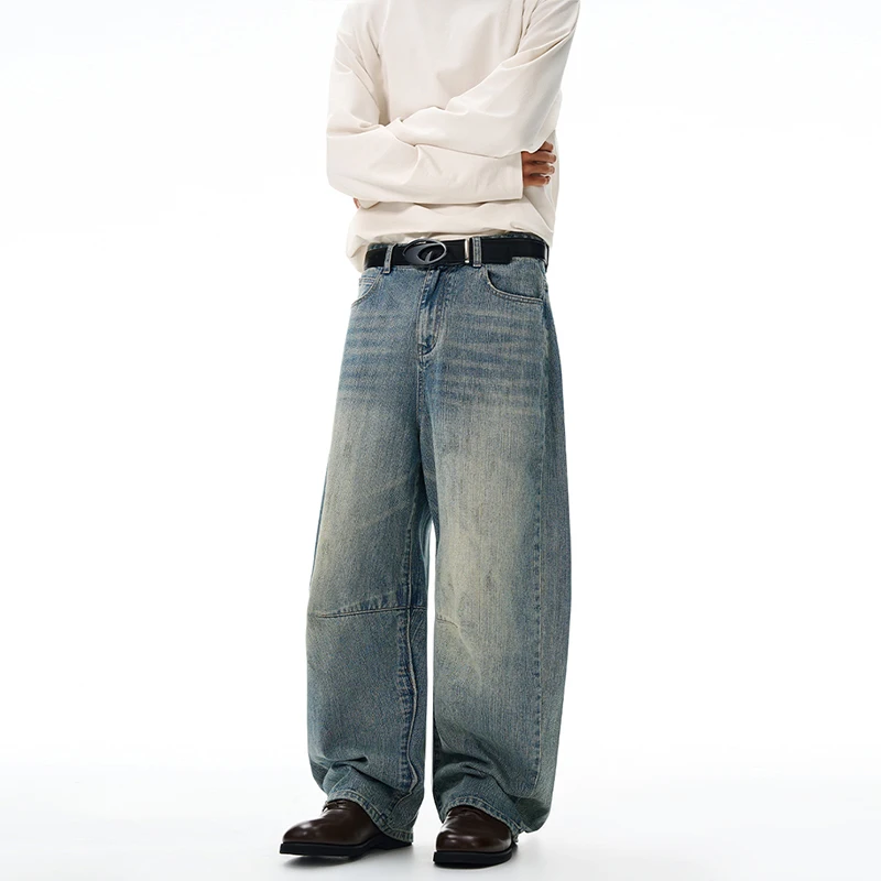 Męskie jeansy vintage baggy Y2K spodnie jesienne nowe amerykańskie hip hop streetwear bawełniane luźne szerokie nogawki spodnie denimowe oversize