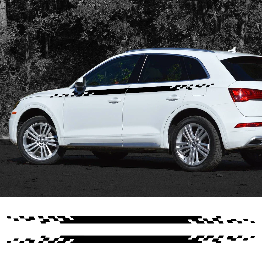 

2Pcs Car Side Skirt Stickers Long Stripe Skirt Decorative For Audi Q5 FY B9 8R B8 SQ5 80A Quattro TFSI TDI 2018 Car Accessories