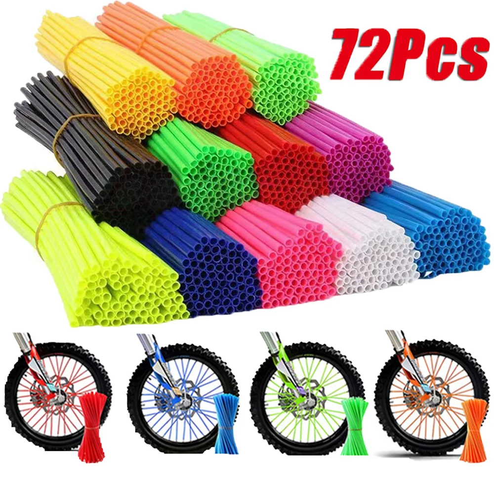 72 Pcs/pack Colorful Bike Motorcycle Wheel Spoked Protector Rims Skin Trim Covers for Motocross Bicycles Stylish Accessories