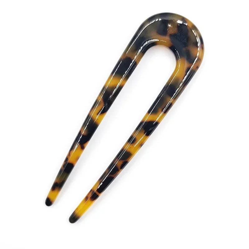 Fashion U-Shaped Hairpin Hair Fork Acetic Acid Hair Clips Pins Marble Print Hair Sticks for Women Headwear Hair Accessories