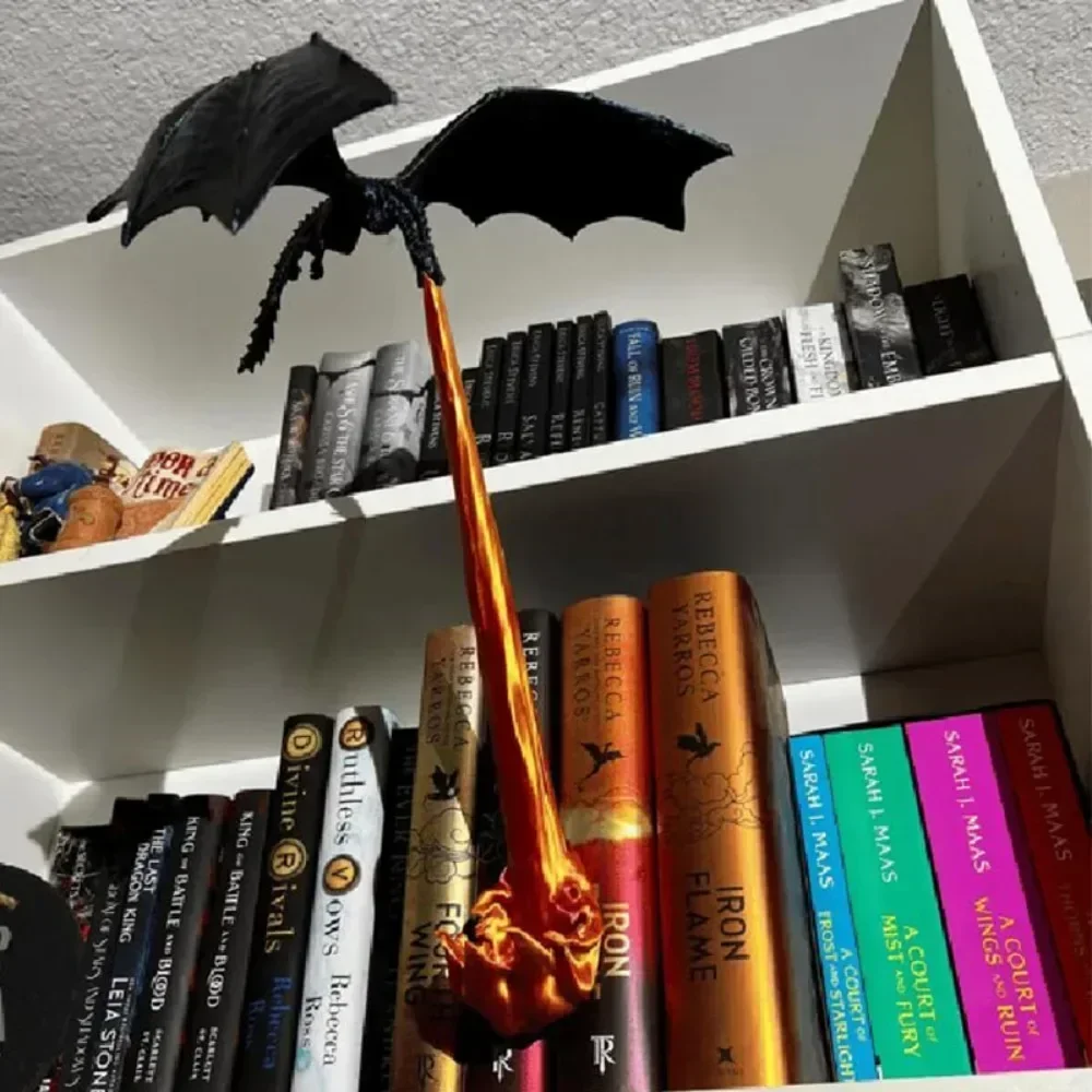 Creative Funny Spray Fire Dragon Bookshelf Ornament Halloween Birthday Gift Home Decoration Dragon Flame Book Decoration