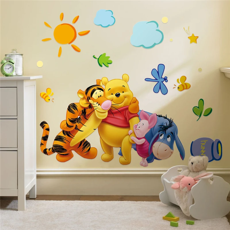 Winnie The Pooh With Friends Wall Stickers For Kids Room Home Decoration Cartoon Bear Pig Donkey Tiger animal Wall Mural Decal