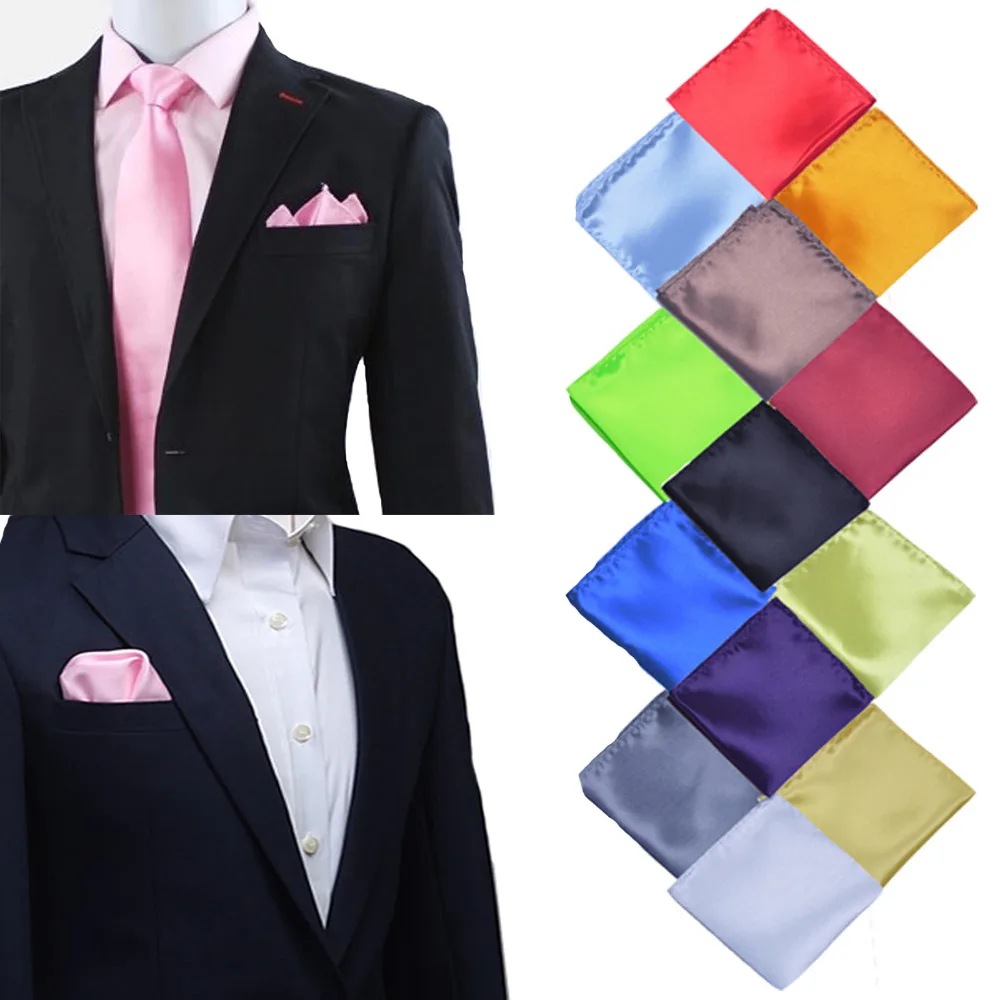 35 colors Solid Color Vintage Fashion Party High Quality Men's Handkerchief Groomsmen Men Pocket Square Hanky Wedding Business