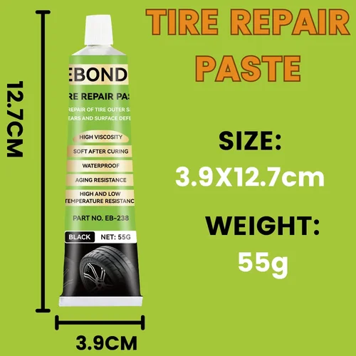 Imagen 2 del producto Pasta reparadora de neumáticos para arañazos de automóviles y bicicletas, pegamento negro Flexible resistente a altas temperaturas, sellador de goma resistente al desgaste de secado rápido, 55G