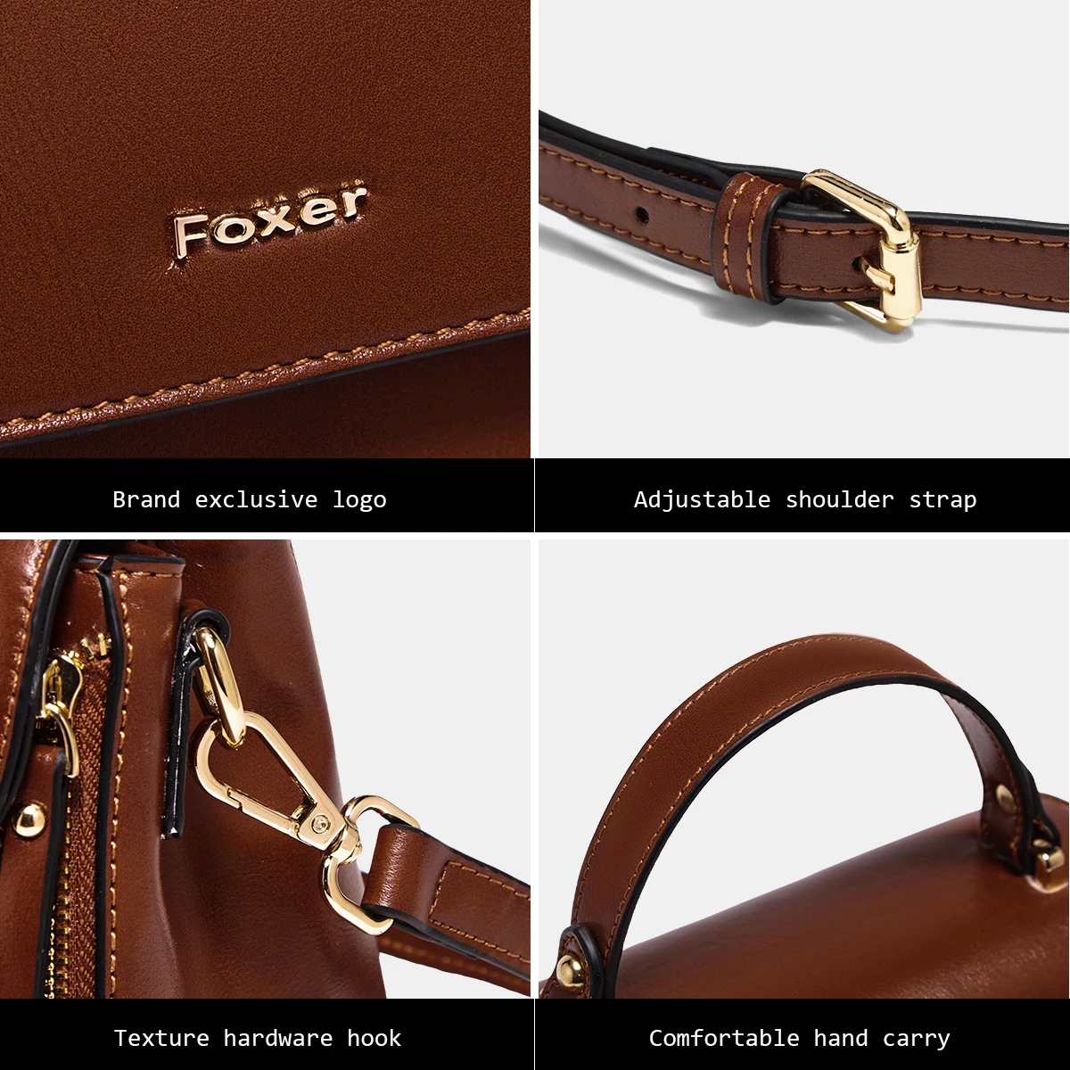 Women's Retro Leather Crossbody Handbag - Large Shoulder Purse