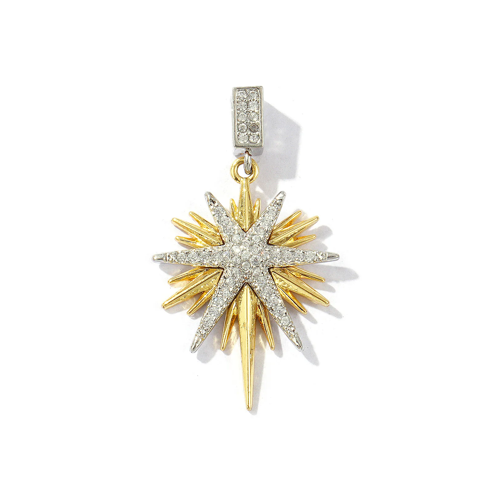 1 Stück Messing-Galaxie-Anhänger, mehrfarbiger Stern, Micro-Pavé-Anhänger mit klarem Zirkonia für DIY-Halsketten-Schmuckherstellung, 3,6 cm x 2,1 cm