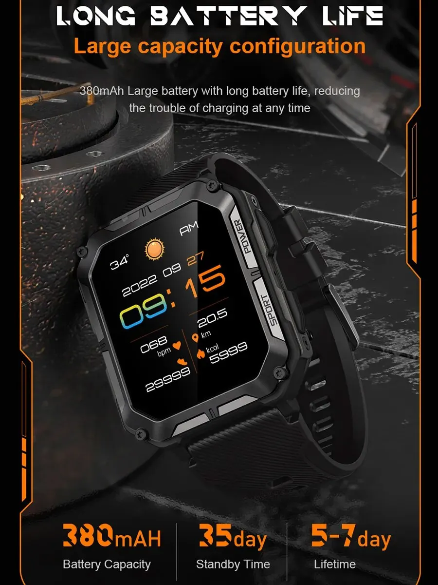 SENBONO C20Pro Smart Watch Heren Bluetooth Oproep 35 Dagen Stand-by 123 Sportmodi IP68 Waterdicht C20 Pro Sport Smartwatch Heren 2023