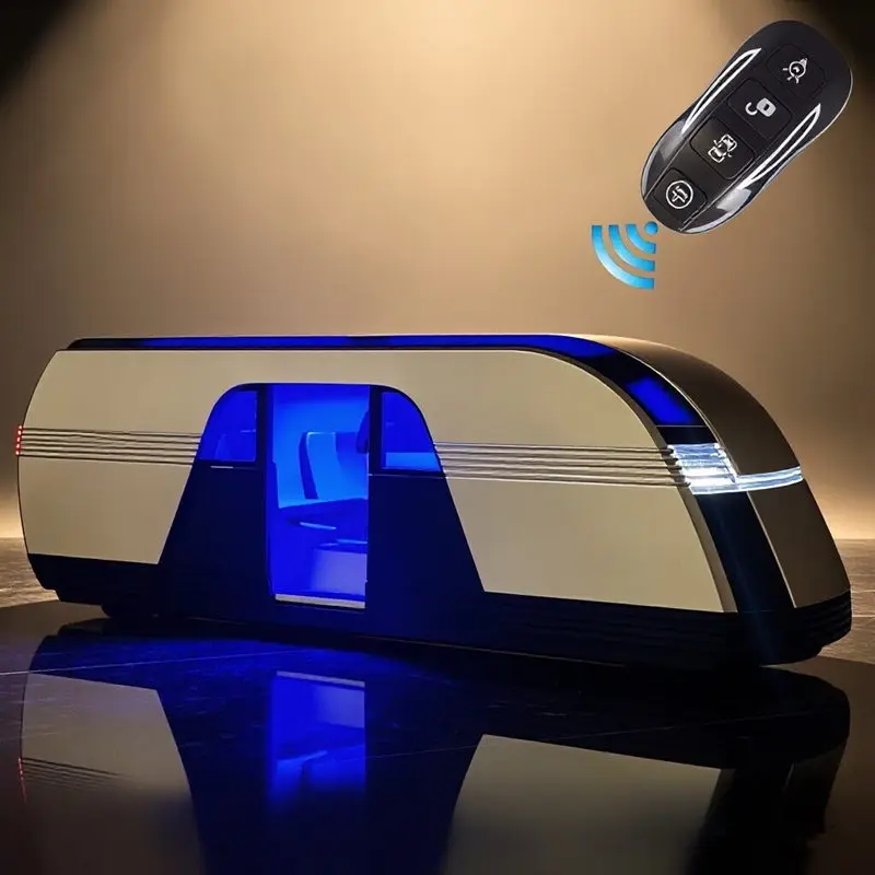 

Модель автобуса Robovan 1:24 из сплава, литая под давлением, электрический, на новой энергии, с имитацией звука и света, подарок