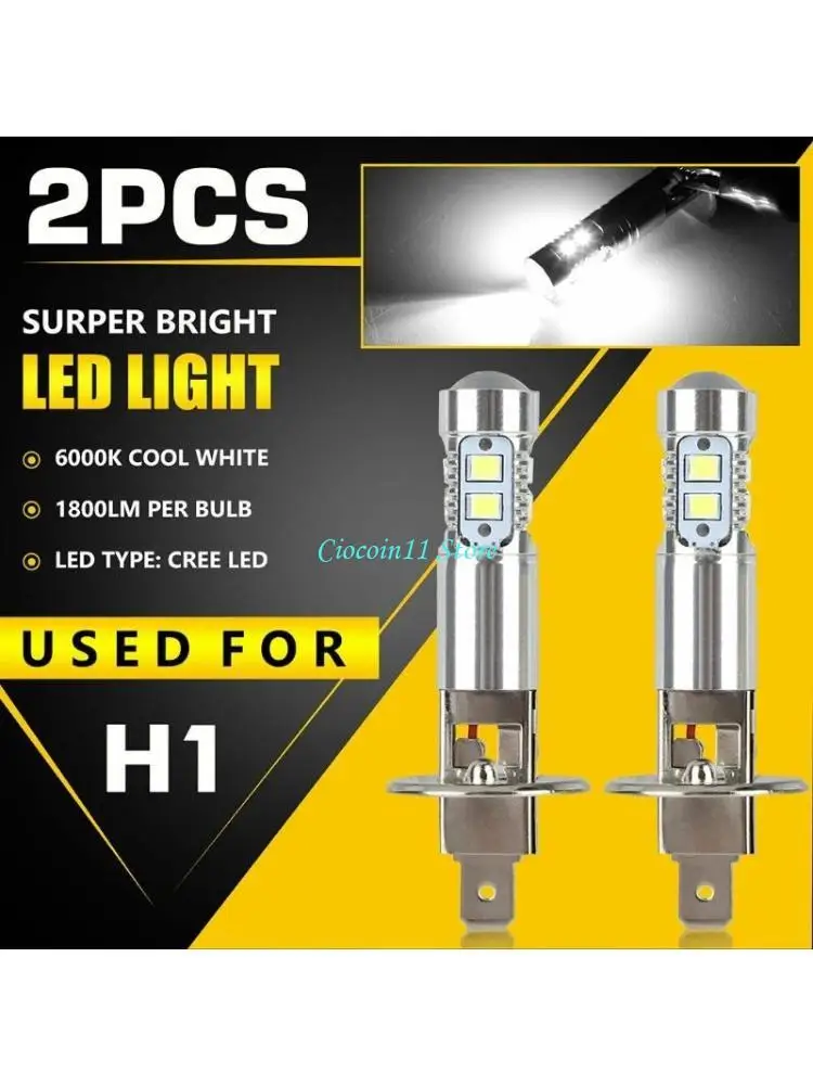 Y1UB 2pcs H1 LED Headlight Bulbs Fog Light Auto Headlamp Car Headlamp 100W 6000K