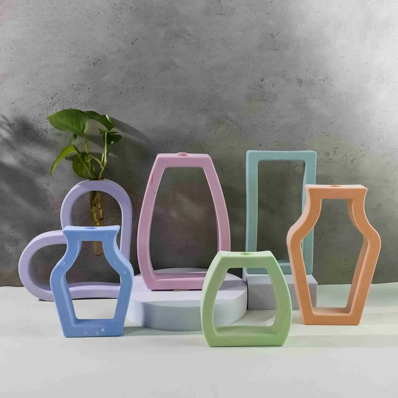 DIY 6pcs Skeletonized Hydroponic Test Tube Flower Vase Silicone Mold Gypsum Ornament Epoxy Resin Mold Home Decoration Storage