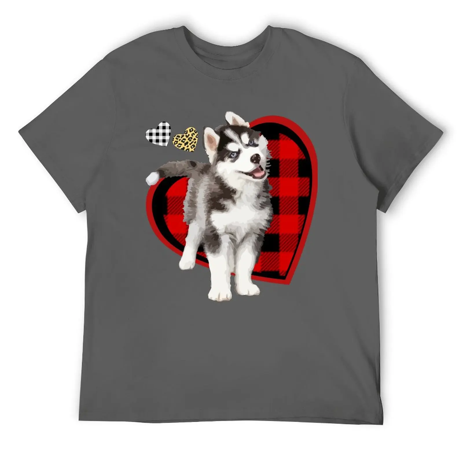 

Pomsky Love Black Red White Plaid Leopard Hearts T-Shirt custom t-shirts summer clothes t shirts men