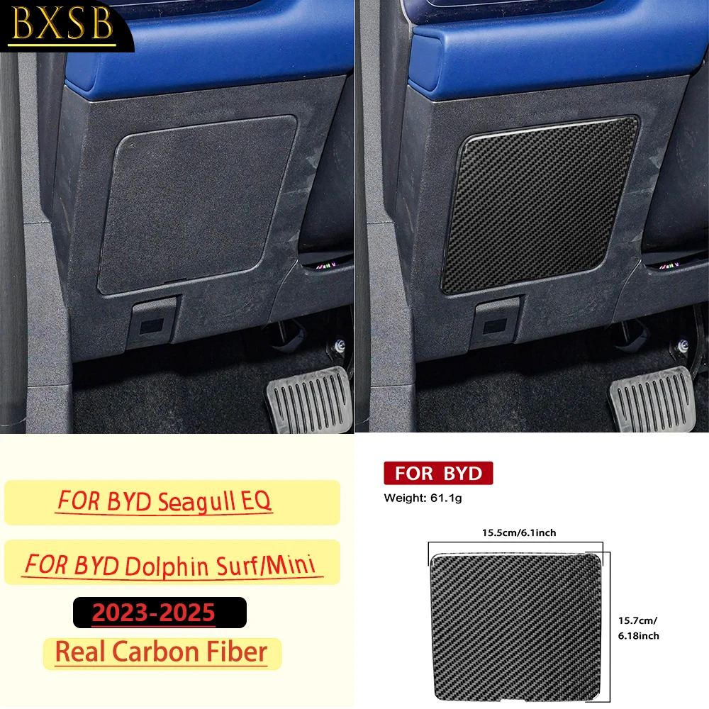 Real Carbon Fiber For BYD Seagull EQ/Dolphin Surf/Mini2023-2025 Car Main Driver Storage Box Trim Sticker Interior Accessories