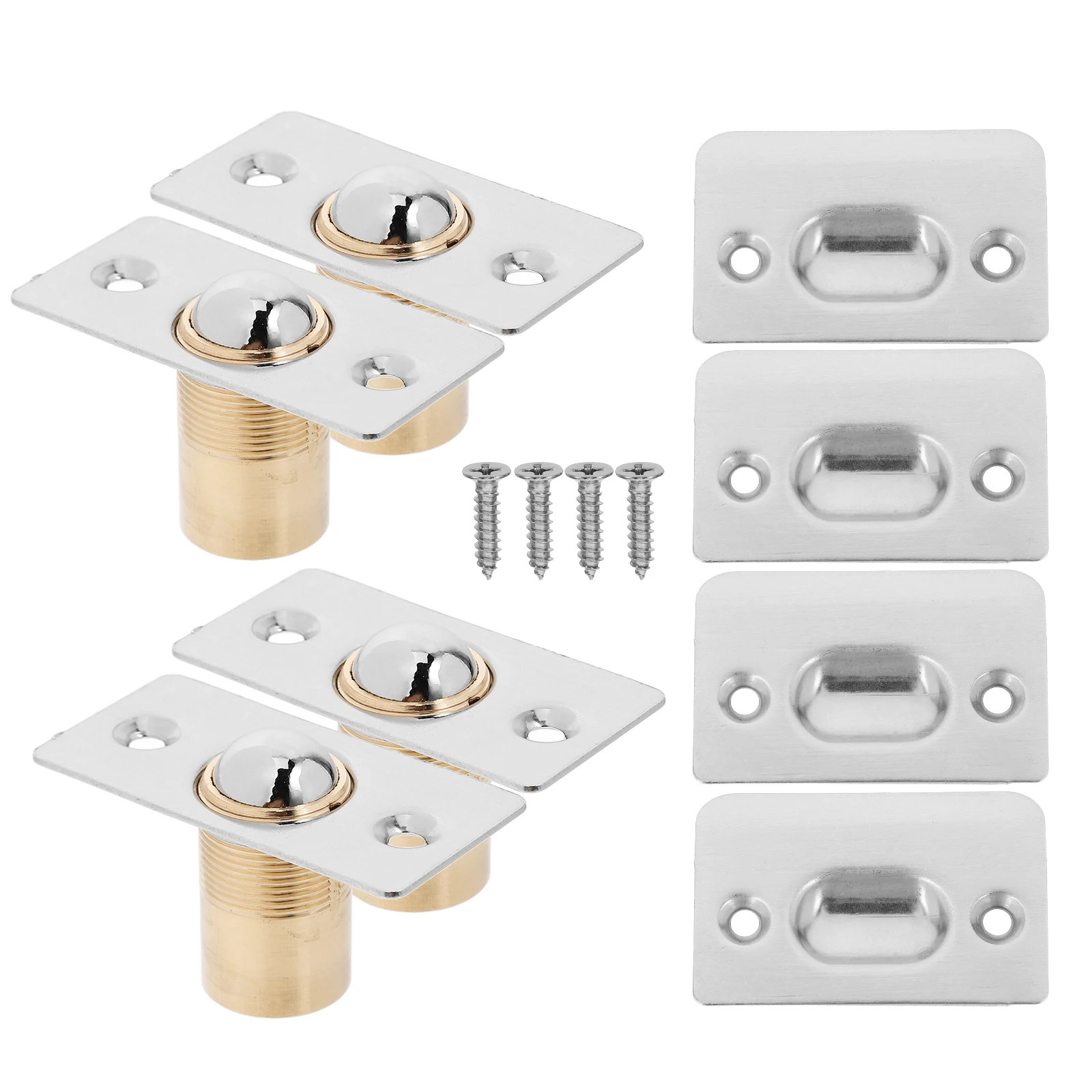 

4 set 4 Sets Stainless Steel Ball Catch Door Hardware Adjustable Spring Loaded Interior Door Latch Cabinet Window Catcher Silent