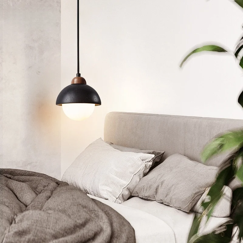 LED Pendant Lights Kitchen Island Bedroom House Black Travertine Japan Wabi Sabi Hanging Lamp Lighting Luminaria