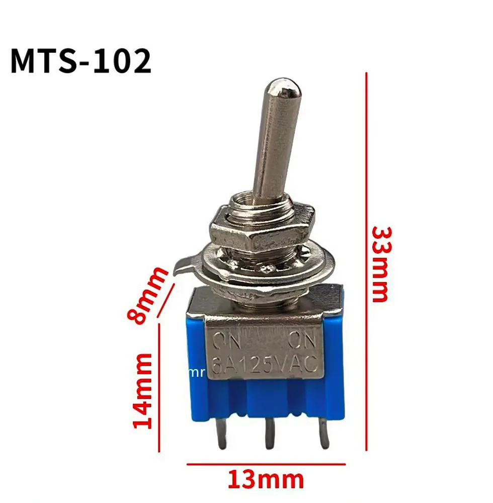 MTS-102 3 voet 2 tuimelschakelaar MTS 102 tuimelschakelaar tuimelschakelaar Knopschakelaar MTS-102 Tuimelschakelaar 3-pins