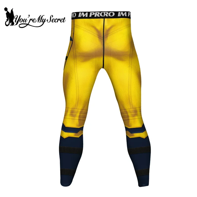 [Ты мой секрет] Мужские компрессионные тренировочные брюки для косплея, тренировочные брюки с принтом супергероя Росомахи, костюмы для фитнеса, бега
