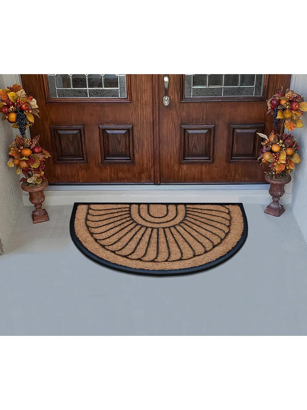 سجادة باب مطاطية من جوز الهند الطبيعي مقاس 24 × 36 شديدة التحمل منخفضة الكومة وسهلة التنظيف ومتينة للمدخل للاستخدام الداخلي في الهواء الطلق