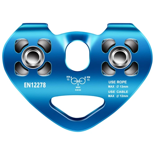 ABQR-cuerda de Cable de acero de doble polea para escalada en forma de corazón, dispositivo de escalada de 13mm, carrito Zipline de alta velocidad 24KN