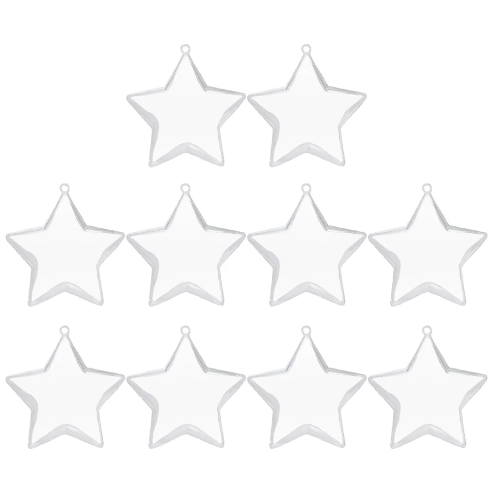 

10pcs Clear Plastic Christmas Ball Ornaments Star Design Hanging Decorations For Tree Window Door Xmas Party Supplies Decorative