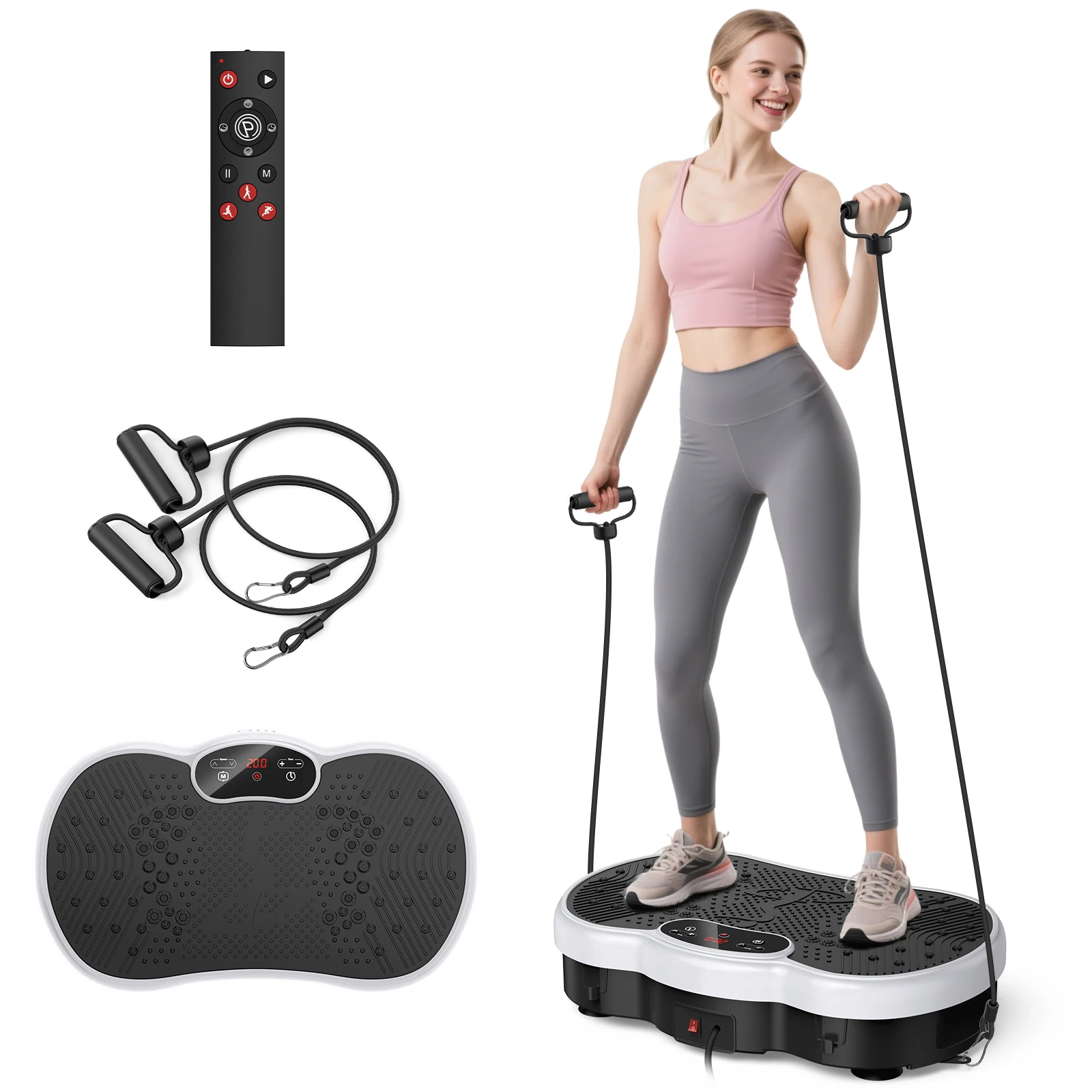 

Space-Saving Vibration Plate Exercise Machine 120 Speed Levels Calorie Tracking Whole Body Weight Loss Power Fitness Workout