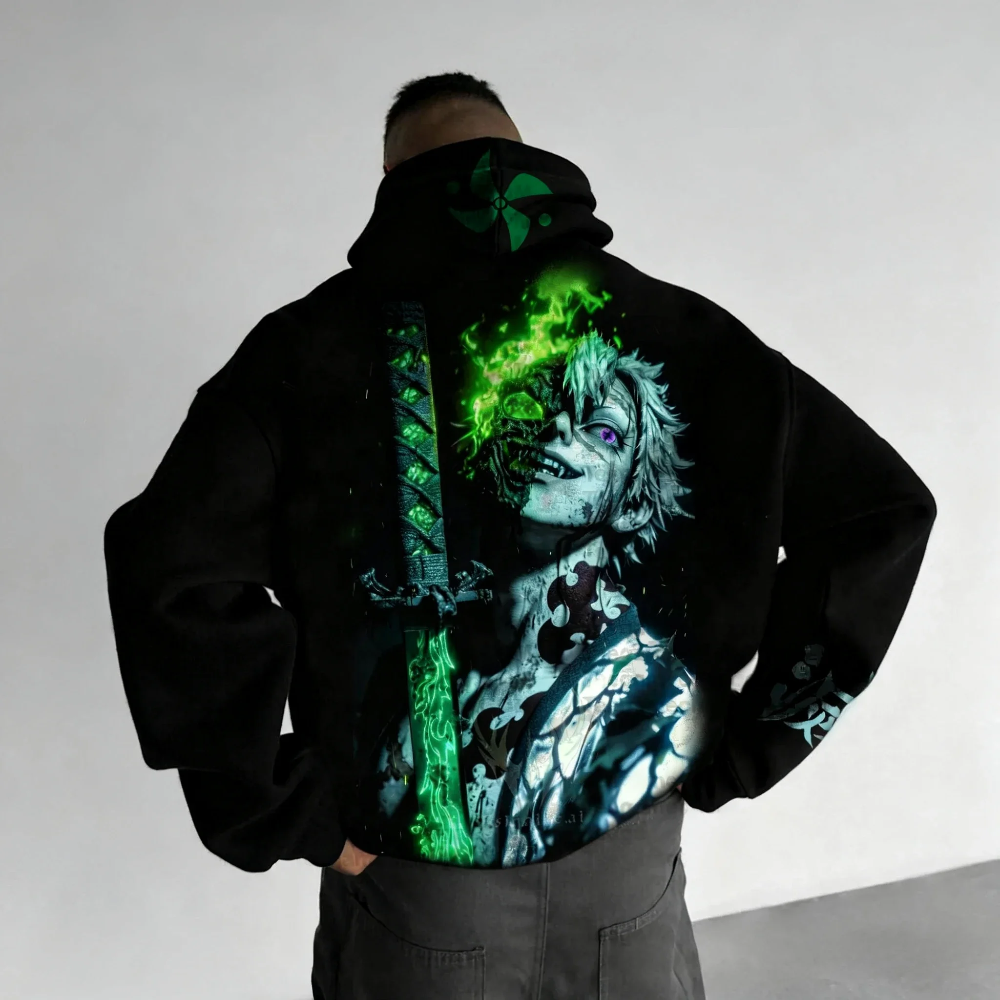 Demon Slayer Anime Perifere bedrukte hoodie 2026 Herfst en winter Nieuwe heren en dames Street Daily Loose Daily Sweater Top