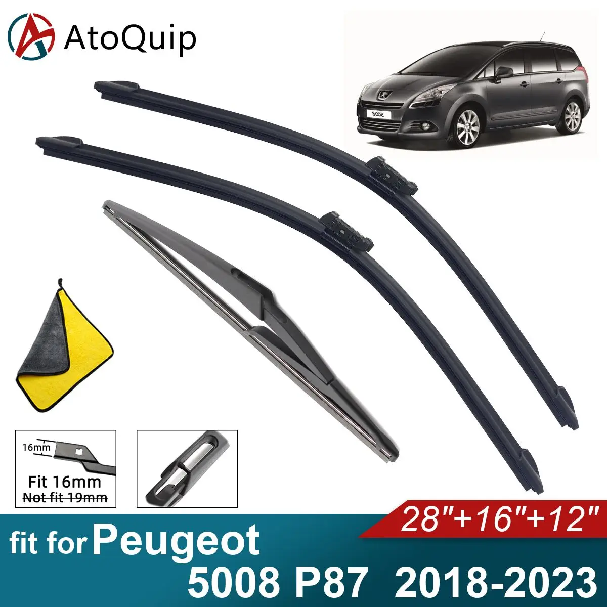 Car Windshield Wiper Blades Fit For Peugeot 5008 P87 Rear Wiper Blades Soft Rubber Auto Front Windscreen