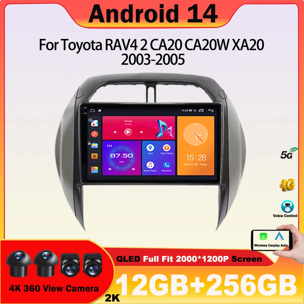 Car android For Toyota RAV4 2 CA20 CA20W XA20 2003 - 2005 Multimedia Video Player Navigation GPS Stereo Wireless Carplay NO 2din